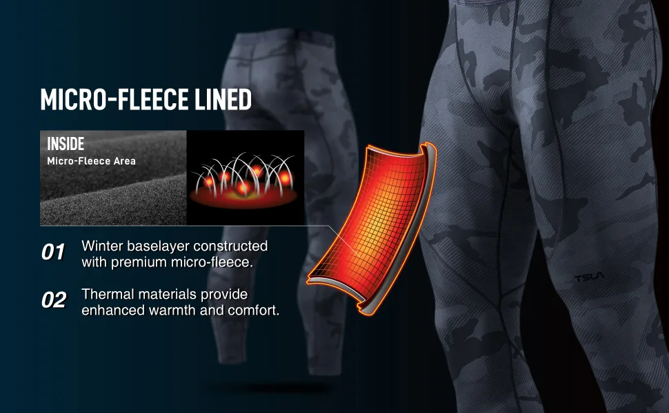 TSLA 1 or 2 Pack Men's Thermal Compression Pants, Athletic Sports Leggings & Running Tights, Wintergear Base Layer Bottoms Medium Heatlock Jet Black - product information 8