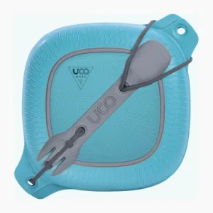 UCO 4-Piece Camping Mess Kit with Bowl, Plate and 3-in-1 Spork Utensil Set Blue - Easy Transport