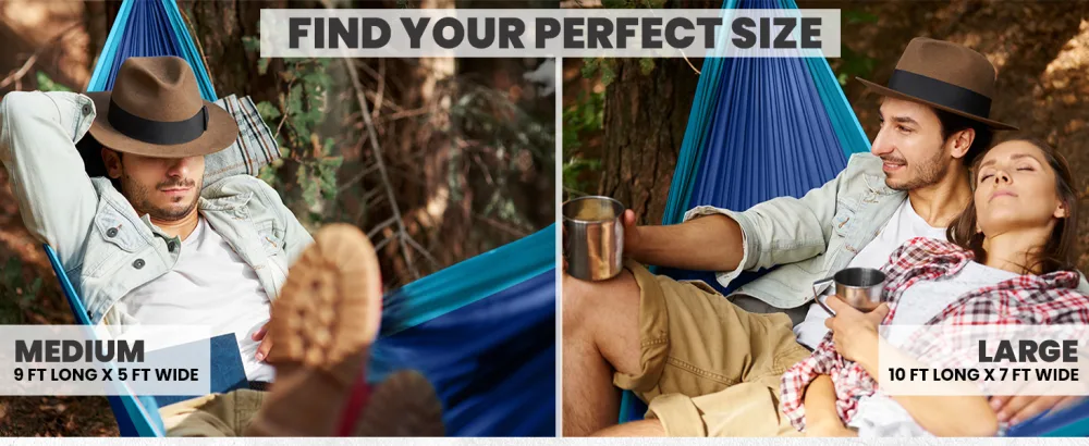 Utopia Home Camping Hammock Double & Single with 2 Tree Hammock Straps, Travel Hammock Backpacking Nylon Parachute Hammock for Outdoor & Hiking Large Blue & Light Blue - Single Medium Large double hammock
