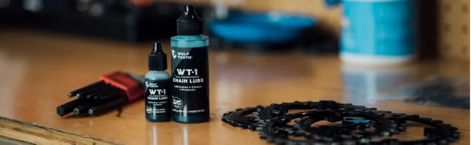 Wolf Tooth WT-1 Chain Lube 2 oz - WT-1 chain lube lifestyle image