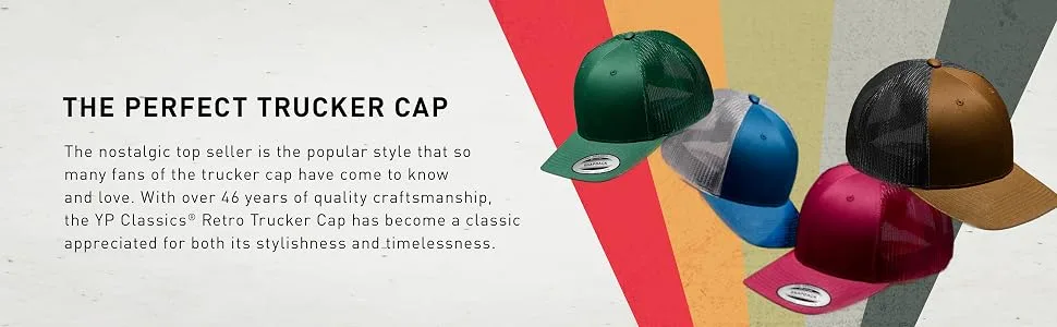 YP Classics Retro Trucker Cap Black - 6606