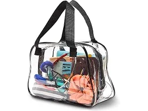 Stadium Approved Clear Tote Handbag with Handles, Large Plastic Bag with Zipper for Concerts (11x4x7 In) - 1 clear tote bag