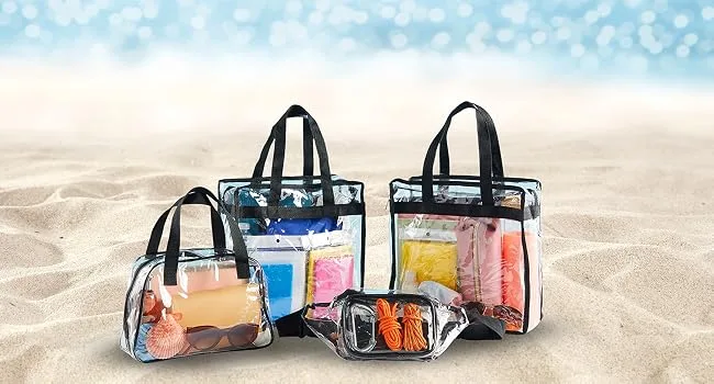Stadium Approved Clear Tote Handbag with Handles, Large Plastic Bag with Zipper for Concerts (11x4x7 In) - Any occasion