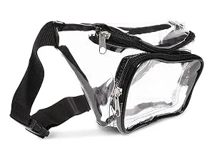 Stadium Approved Clear Tote Handbag with Handles, Large Plastic Bag with Zipper for Concerts (11x4x7 In) - Clear fanny pack