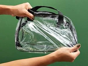 Stadium Approved Clear Tote Handbag with Handles, Large Plastic Bag with Zipper for Concerts (11x4x7 In) - tear proof