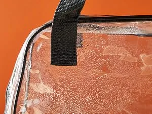 Stadium Approved Clear Tote Handbag with Handles, Large Plastic Bag with Zipper for Concerts (11x4x7 In) - Water resistant