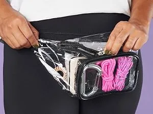 Stadium Approved Clear Tote Handbag with Handles, Large Plastic Bag with Zipper for Concerts (11x4x7 In) - Zipper