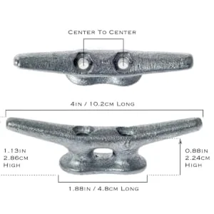 ZUJARA 4 inch Dock Cleats, 5-Pack Galvanized Iron Boat Cleat for Marine or Decorative Applications - 4 inch dimensions