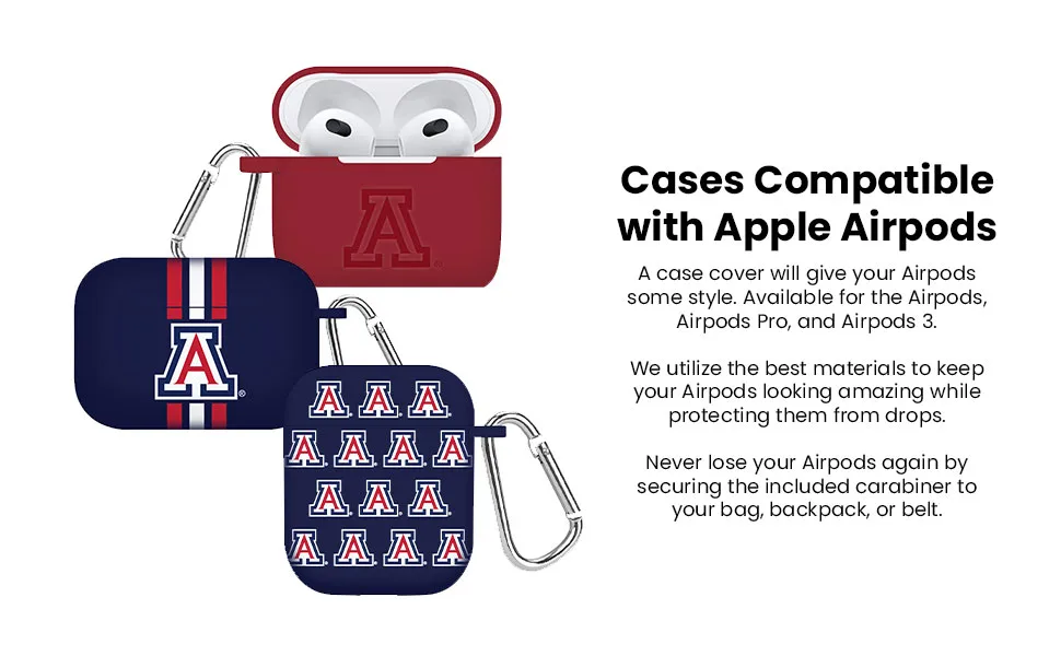 AFFINITY BANDS Arizona WildcatsEngraved Silicone Case Cover Compatible with Apple AirPods Pro (Crimson) Red - Arizona Airpods case covers