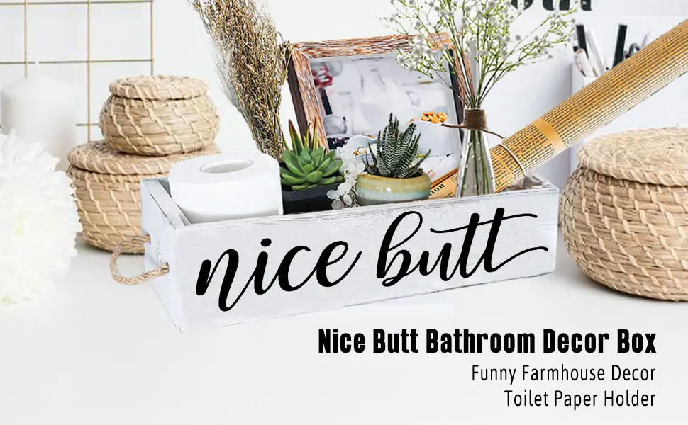 Cocomong Nice Butt Bathroom Decor Box 2 Sides, Toilet Paper Holder, Funny Farmhouse Bathroom Decor - product information 2