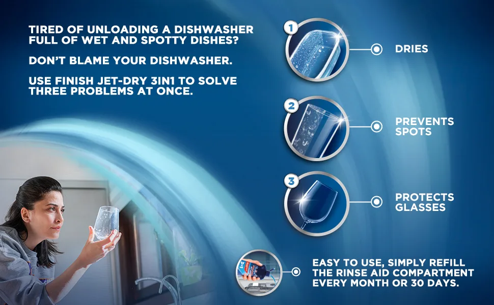 Finish Jet-Dry Rinse Aid, 16oz, Dishwasher Rinse Agent & Drying Agent (Packaging May Vary) Unscented 16 Fl Oz (Pack of 1) - Jet Dry 3