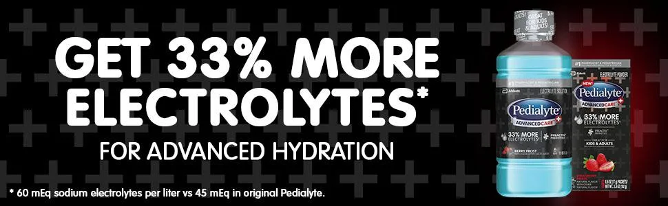 Pedialyte AdvancedCare Plus Electrolyte Drink, 1 Liter, with 33% More Electrolytes and has PreActiv Prebiotics, Iced Grape - product information 1