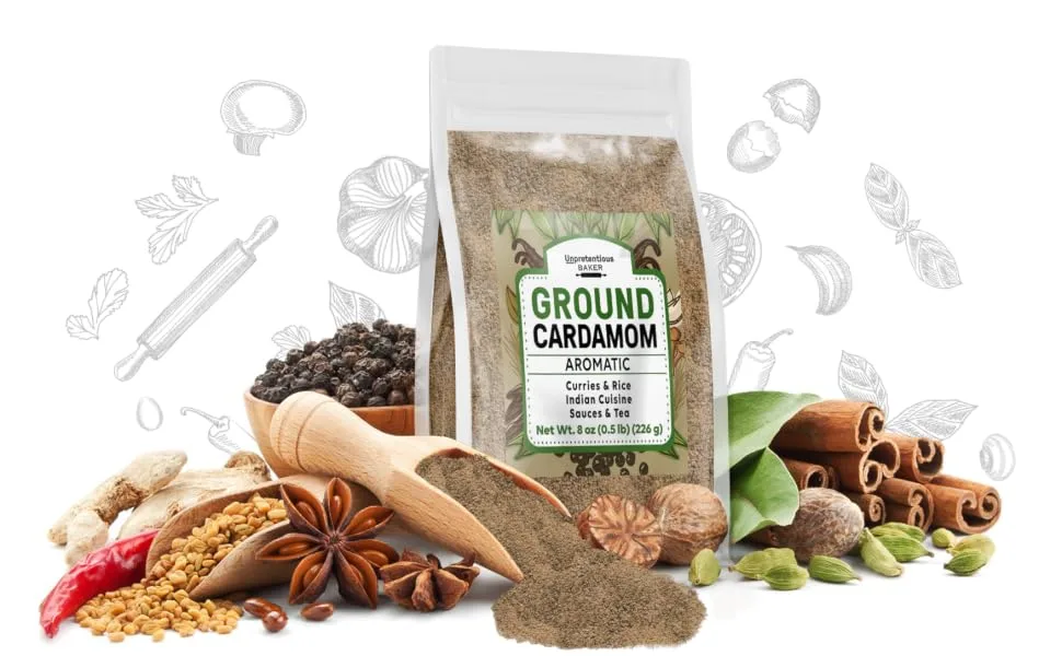 Ground Cardamom By Unpretentious Baker, 8 oz, Aromatic, Indian Cuisine, Curries & Soups 8 Ounces - product information 2