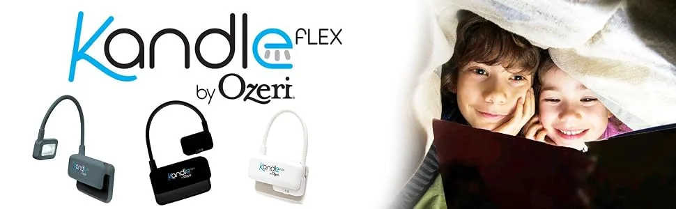 Ozeri Kandle Flex Book Light -- LED Reading Light Designed for Books and eReaders. Black - portable light; reading light; clip-on reading light; LED clip light; tablet light; best light