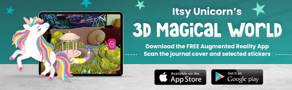 DIY Unicorn Journaling Set/Scrapbook Kit for Girls - Includes Scrapbooking Supplies Plus Augmented Reality Experience (STEM Toys) Use As Kids Planner, Organizer, Diary & Craft Kits - augmented reality education educational STEM technology AR app