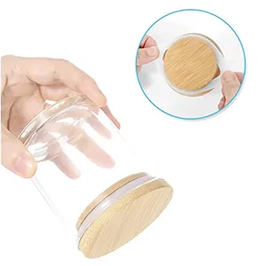 CONNOO 15 Pack 7 OZ Clear Candle Jars with Bamboo Lids for Making Candles, Thick Glass Candle Jars Empty Jars in Bulk with lids - Dishwasher Safe - airtight