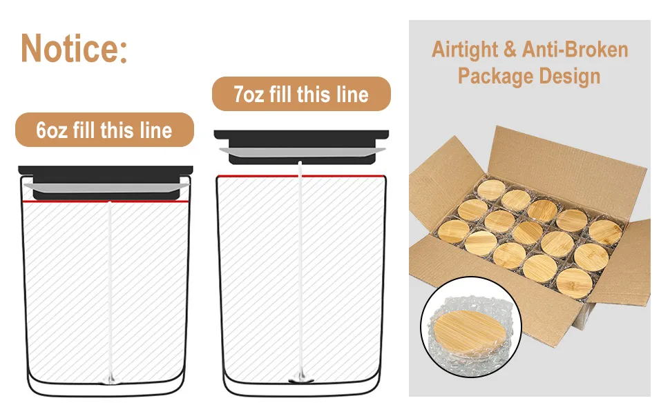 CONNOO 15 Pack 7 OZ Clear Candle Jars with Bamboo Lids for Making Candles, Thick Glass Candle Jars Empty Jars in Bulk with lids - Dishwasher Safe - anti-broken package design