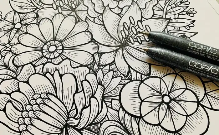 Copic Markers 9-Piece Multiliner Inking Pen Set B-2, Black (MLB2) 9 Pens Black - multiliner sample illustration
