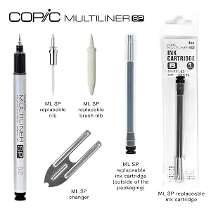 Copic Markers 9-Piece Multiliner Inking Pen Set B-2, Black (MLB2) 9 Pens Black - multiliner sp