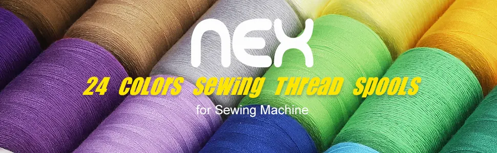 NEX Sewing Thread Assortment Cotton Spools Thread Set for Sewing Machine, 24 Colors 1000 Yards Each - sewing machine