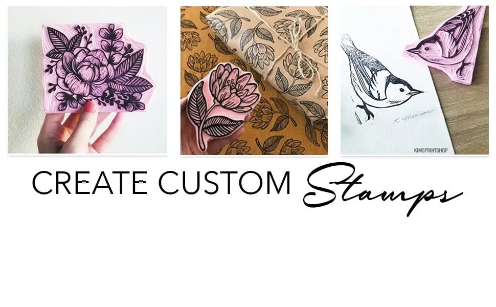Rubber Block Stamp Carving Blocks Stamp Making Kit with Cutter Tools 5-Pack Carving Rubber Stamps for Printmaking, Printing and More Crafts 5 Rubber Blocks + Carving Tool - DIY stamp carving