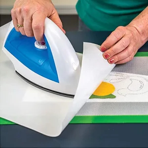 Precision Fusing Mat (17" x 17") Includes Non-Slip/Nonstick mat with See-Through Design for Appliqu Creation, and Bonus Teflon Coated Pressing Sheet! - Fusing Mat 2