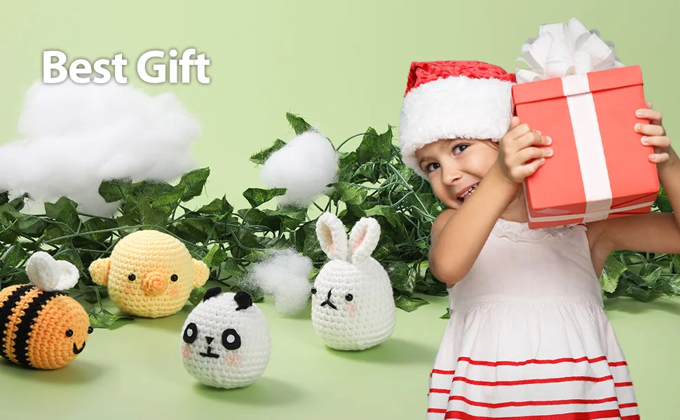 RQWZBCHX Crochet Kit for Beginner/Experts, Crochet Starters Kit for Adult Kids, 4PCS Crochet Animal Set - Chicken, Bee, Rabbit, Panda Include Writtern Videos Tutorials - panda croceht -