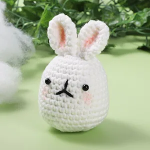 RQWZBCHX Crochet Kit for Beginner/Experts, Crochet Starters Kit for Adult Kids, 4PCS Crochet Animal Set - Chicken, Bee, Rabbit, Panda Include Writtern Videos Tutorials - rabbit