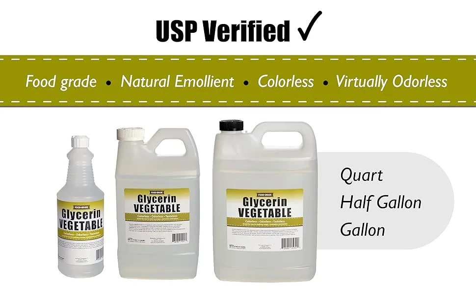 Sanco Industries Vegetable Glycerin - 1 Quart (32oz) - All Natural, USP Grade - Food Grade Liquid Glycerin - USP Verified