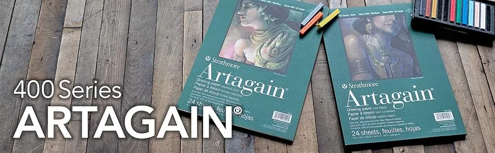 Strathmore 400 Series Artagain Pad, Coal Black, 12"x18" Glue Bound, 24 Sheets Coal Black 12x18 - Strathmore 400 Series Artagain