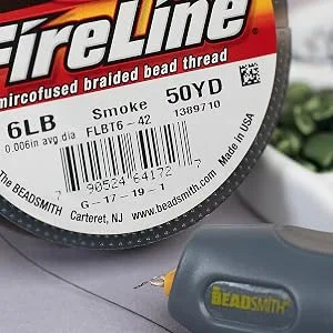 The Beadsmith Fireline by Berkley  Micro-Fused Braided Thread  6lb. Test.006/.15mm Diameter, 125 Yard Spool, Crystal Color  Super Strong Stringing Material for Jewelry Making and Bead Weaving - thread burner
