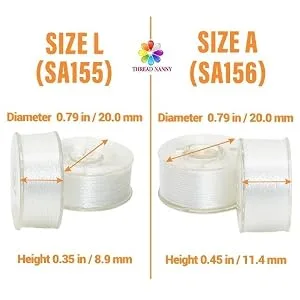 ThreadNanny 144pcs White Prewound Bobbin Thread Plastic Size L (SA155) for Brother Embroidery and Sewing Machine Polyester Thread - Difference Between SA155 and SA156