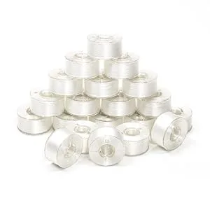 ThreadNanny 144pcs White Prewound Bobbin Thread Plastic Size L (SA155) for Brother Embroidery and Sewing Machine Polyester Thread - Filament Polyester