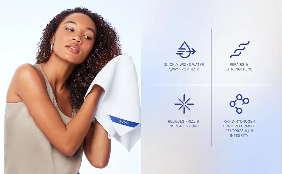 AQUIS Towel Hair-Drying Tool, Water-Wicking, Ultra-Absorbent Recycled Microfiber Waterlily - towel graph