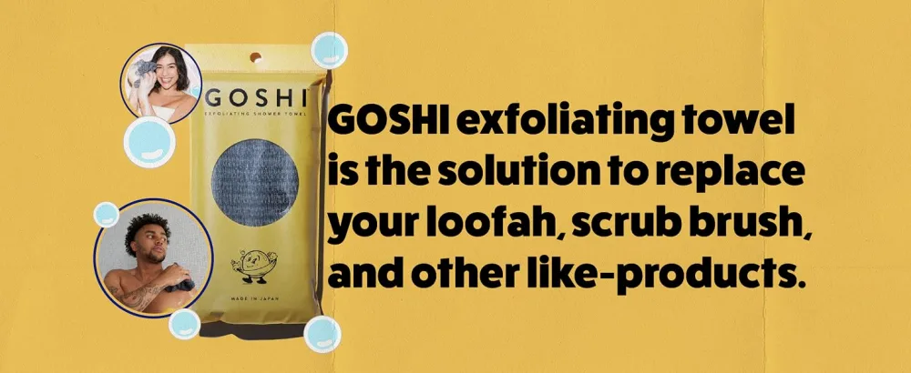 GOSHI Exfoliating Shower Towel - Rip-Resistant Exfoliating Washcloth for All Skin Types - Made in Japan - EBC Design _ E