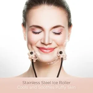 Kitsch Lifting Face Roller & Ice Roller - 2-in-1 Face Massager Roller Facial Tool & Eye Roller for Puffy Eyes | Jawline Sculptor | Facial Roller Massager & Neck Roller | Ice Roller - face roller skin care skin care tools guasha rose quartz face roller korean beauty gua sha stone