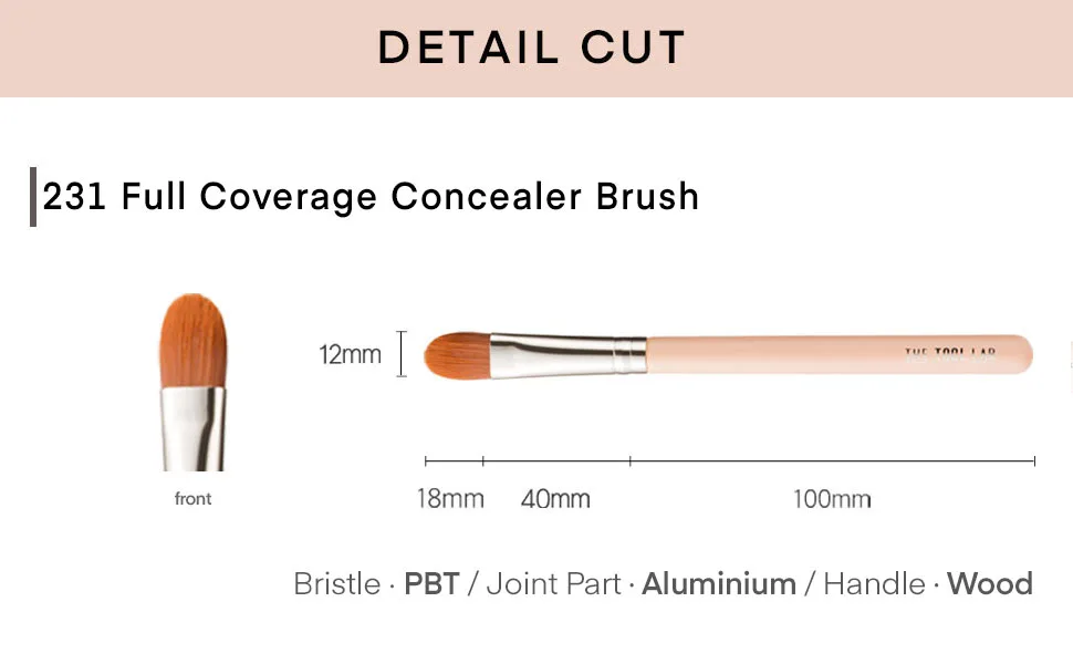 THE TOOL LAB 231,231L Full Coverage Concealer Brush - Concealer Foundation Brush Makeup Brush Stain Pore Acne-Premium Quality Synthetic Dense Bristles Cosmetic (231) - product information 8