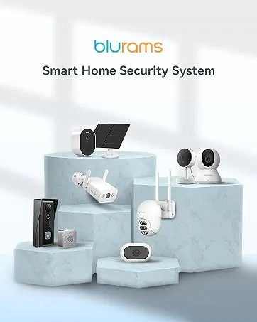 blurams Security Camera, 2K Indoor Camera 360-degree Pet Camera for Home Security w/Motion Tracking, Phone App, 2-Way Audio, IR Night Vision, Siren, Works with Alexa & Google Assistant White - security camera system