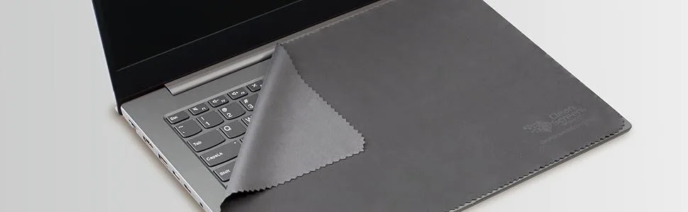 CLEAN SCREEN WIZARD Microfiber Cleaning Cloth 14 Compatible with MacBook Pro 14 and Computer Laptop 14, 2 Black Screen/Keyboard Covers - grey