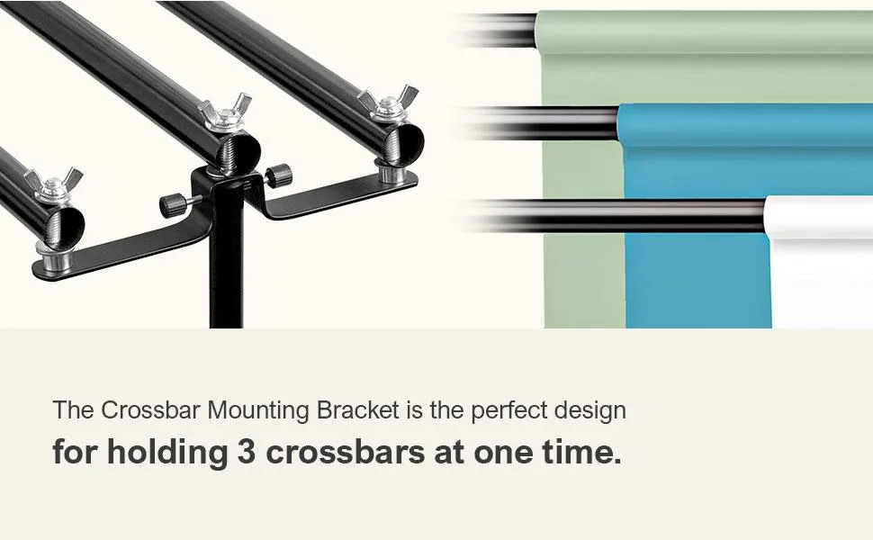 Julius Studio 2 Pack Backdrop Support System Cross Bar Mounting Hardware Set for Photo Video Studio Shooting, JSAG364 - The Crossbar Mounting Bracket is the perfect design for holding 3 crossbars at one time.
