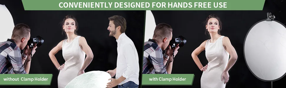 NEEWER Photo Studio Heavy Duty Metal Clamp Holder with 5/8" Light Stand Attachment for Reflector - product information 2