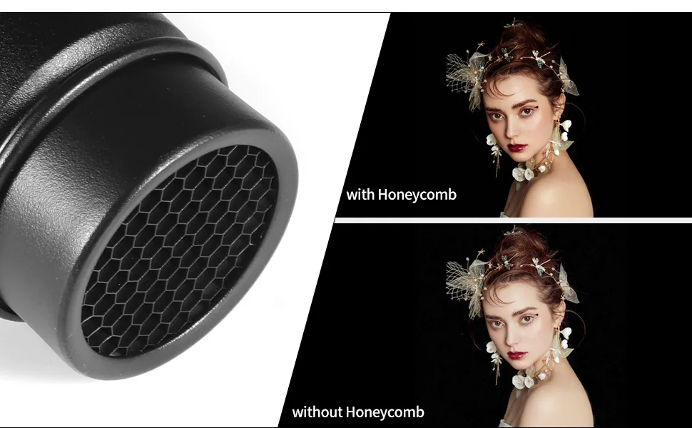 SUPON Aluminium Alloy Conical Studio Snoot Kit with Honeycomb Grid and 5pcs Color Filters for Bowens Mount Strobe Moonlights Flash Speedlight Photography Light - product information 13