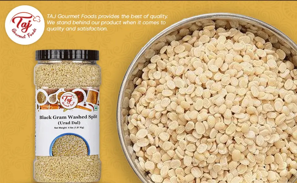 TAJ Premium Indian Urad Dal, (4-Pounds Jar) 1 Count (Pack of 1) - urad dal, urid dal,