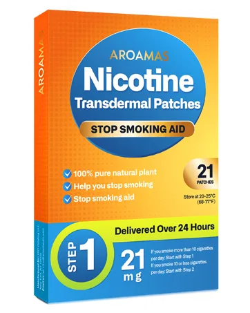 Aroamas Nicotine Patches to Help Quit Smoking, Stop Smoking - Delivered Over 24 Hours Nicotine Transdermal System to Stop Smoking Aids That Work - Step 3 7mg per Patch - Aroamas Nicotine Patches Step 1