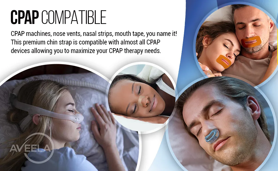 AVEELA Anti Snoring Chin Strap for CPAP Users | Medium | Keep Mouth Closed While Sleeping | Adjustable Premium Snore Stopper Head Strap for Men and Women | Itch-Free Material for Uninterrupted Sleep - Premium Snore Stopper Head Strap for Men & Women