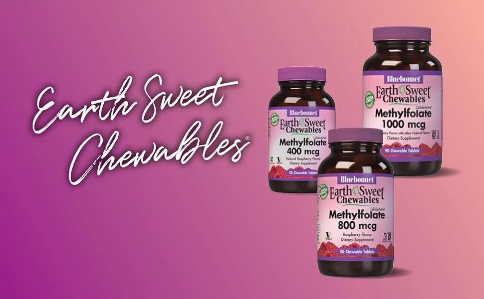 BlueBonnet Earth Sweet Cellular Active Methylfolate 1000 mcg Chewable Tablets, 90 Count (743715004559) - EarthSweet Chewables