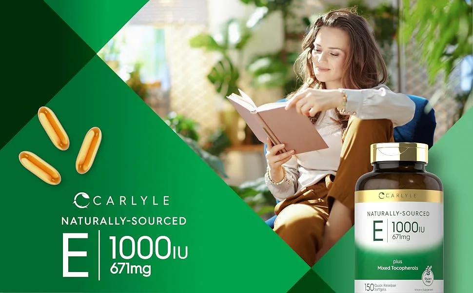 Carlyle Vitamin E Plus Mixed Tocopherols | 1000 IU (671mg) | 150 Softgels | Non-GMO and Gluten Free Formula | Naturally Sourced Vitamin E Supplement - Vitamin E