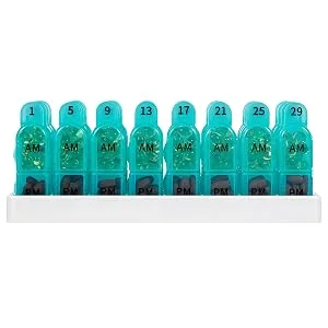 Monthly Pill Organizer 2 Times a Day Blue Daviky Monthly Pill Organizer 2 Times a Day - medication organizer