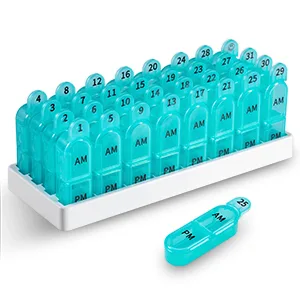 Monthly Pill Organizer 2 Times a Day Blue Daviky Monthly Pill Organizer 2 Times a Day - pill organizer