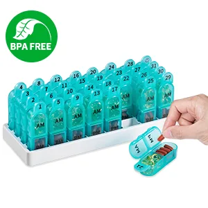 Monthly Pill Organizer 2 Times a Day Blue Daviky Monthly Pill Organizer 2 Times a Day - pill organizer am pm